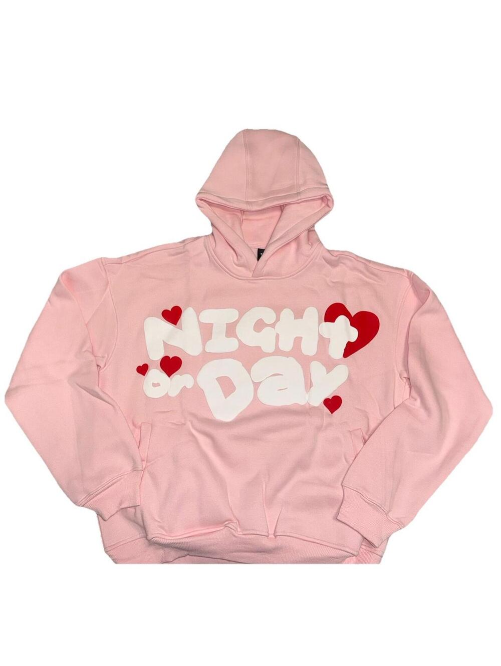 Comfrt womens Night and Day Puff Print Hoodie Pink Size S Hearts New barbie cozy